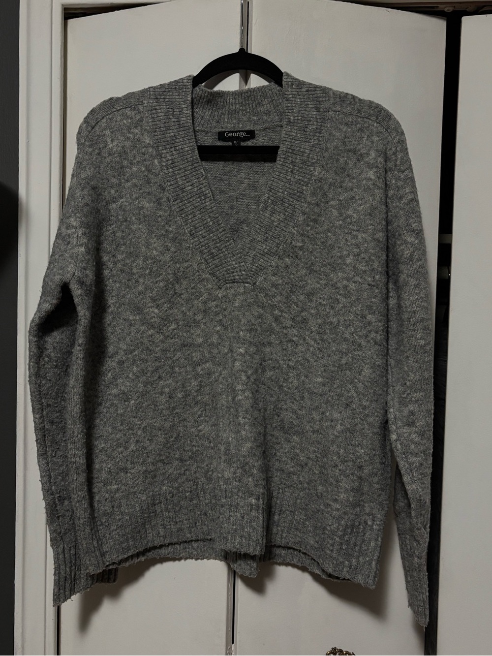 George Heather Gray V-Neck Knit Sweater